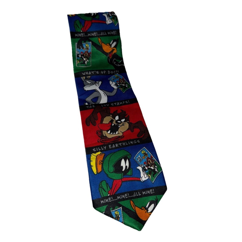 Vintage Looney Tunes stamp collection mens‎ tie what's up doc taz loves stamps